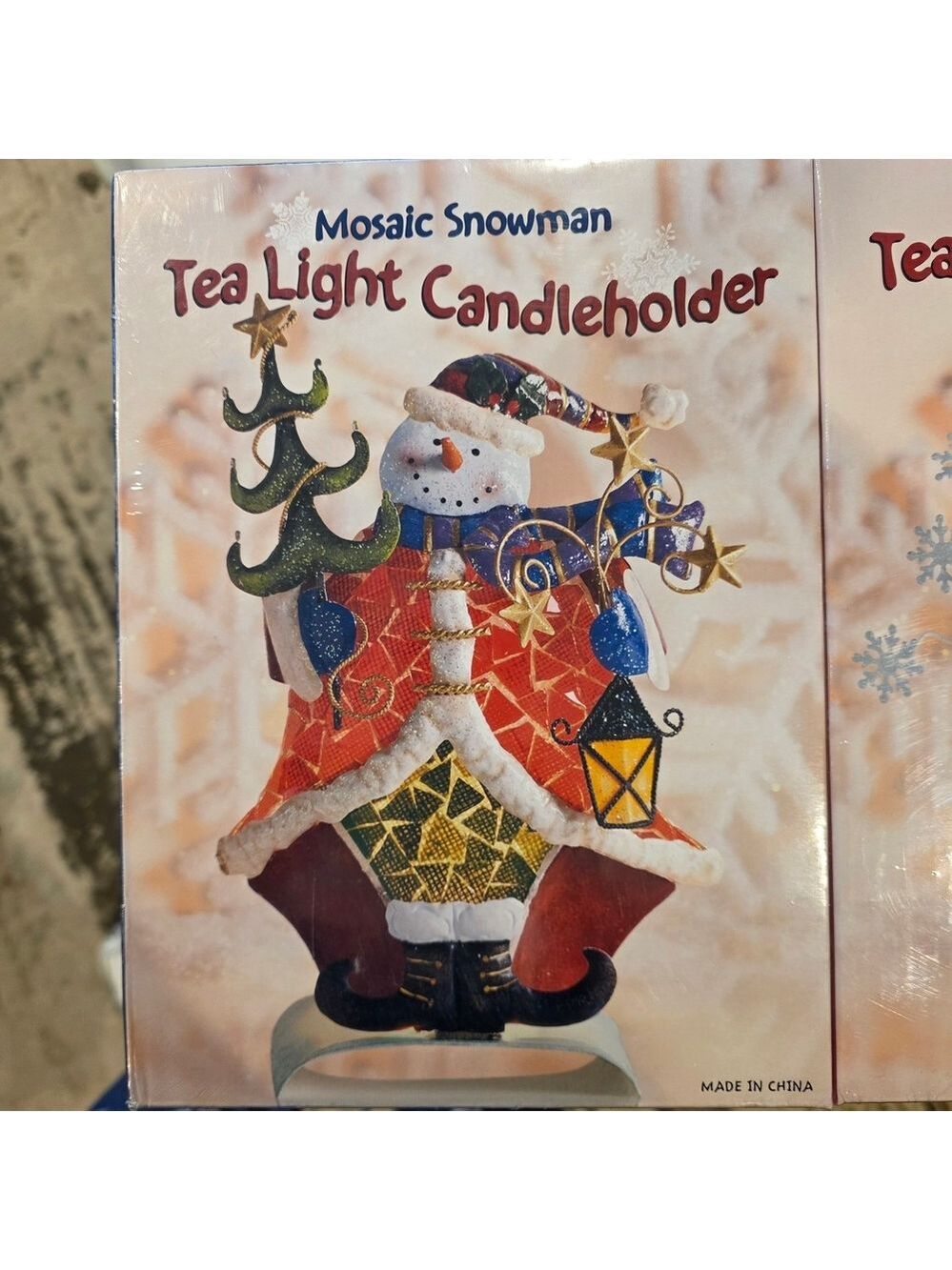Mosaic Snowman Tea Light Candleholder